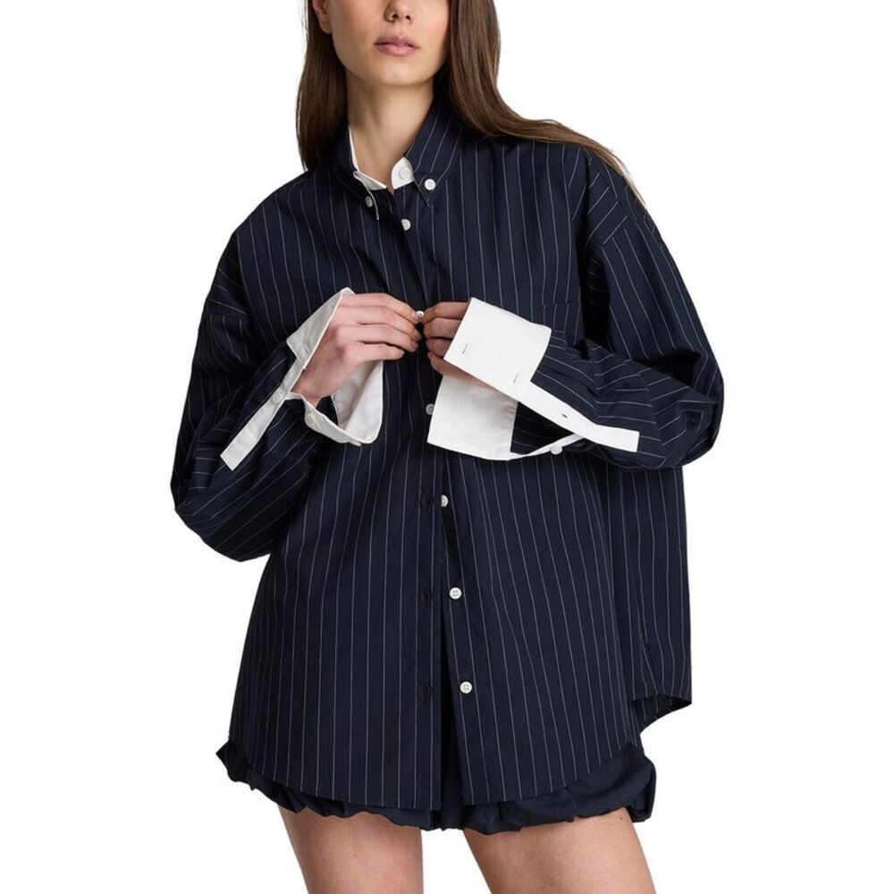 Kenneth Cole Womens Long Sleeve Button Front Shirt, Blue